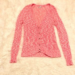 AEO Pink and white Cardigan
